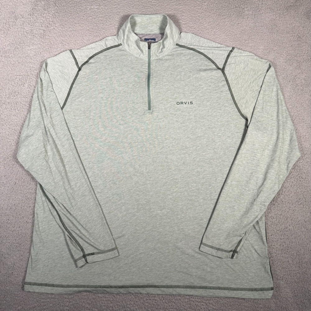 Orvis Shirt Mens 2XL Green Drirelease 1/4 Zip Pullover Outdoor Fishing Hiking
